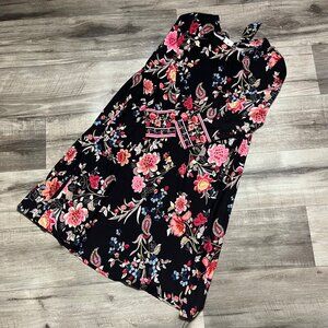 Loft Long Sleeve Scoop Neck Mini Dress Floral Multi NWT Women’s Size XS